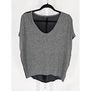 Express Womens Sz XS Loose Fit short Sleeve Blouse Gray Black Lightweight